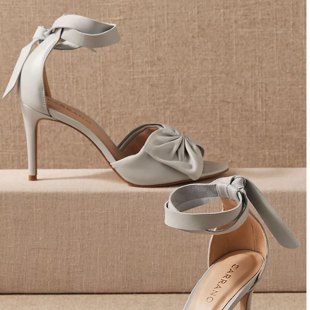 NEW Carrano Kendra Heels Leather Bow Pale Blue US 10